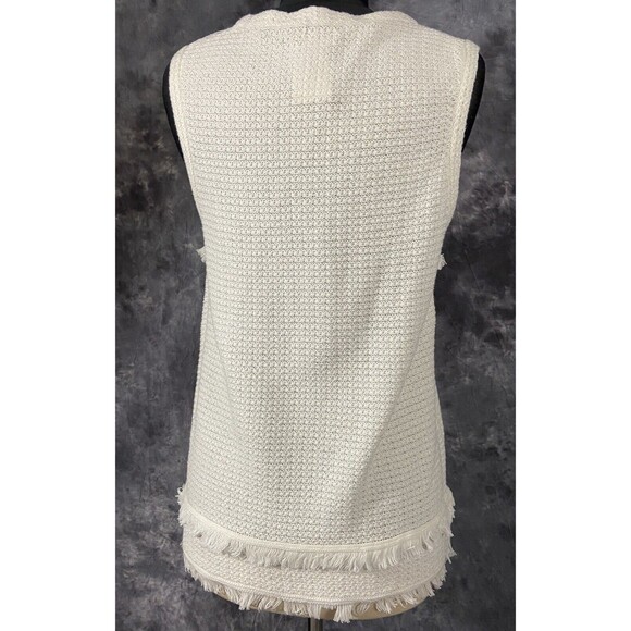J.Crew NWT Ivory Cotton Sleeveless Fringe Sweater Large - Picture 4 of 5
